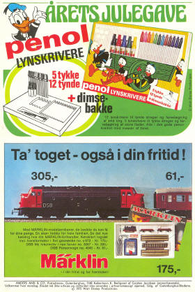 Märklin 3067 MY, 4045 DSB B-vogn og startsæt i Anders And & Co. nr. 51, 1975