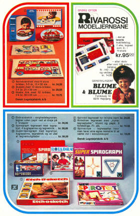 Legetøjskatalog 1973, side 7 - puslespil, etch-a-sketch og Rivarossi modeljernbane
