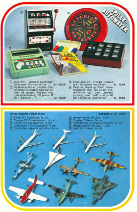 Legetøjskatalog 1973, side 25 - Spilleautomater og Lintoy modelfly