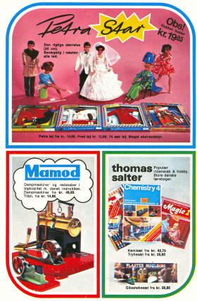Legetøjskatalog 1973, side 28 - Petra Star, Mamod dampmaskine og thomas salter lærebøger