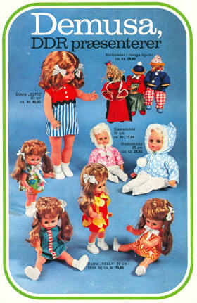 Legetøjskatalog 1973, side 18 og 19 med DDR Demusa legetøj